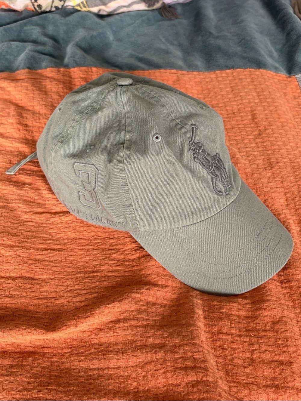 Ralph Lauren Olive Grey Polo Player Embroidered Baseball Hat